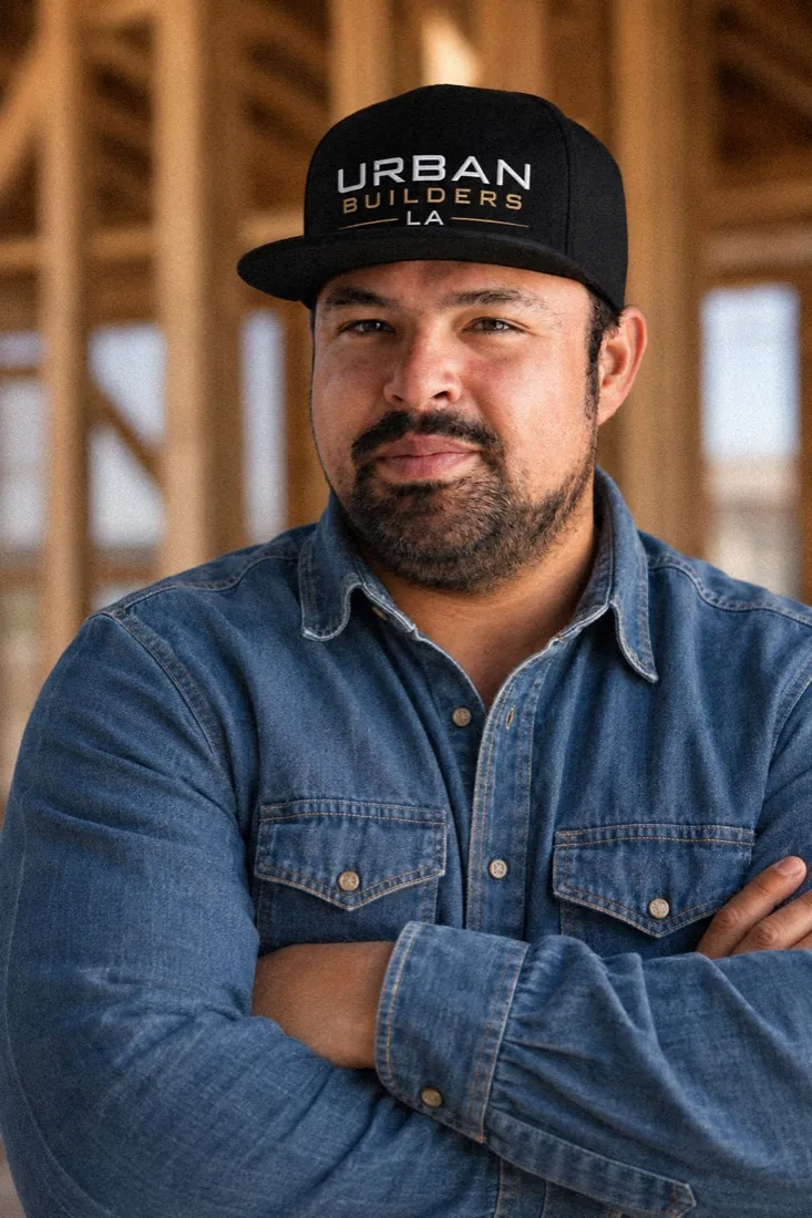 Urbano, owner of Urban Builders LA, at a job site