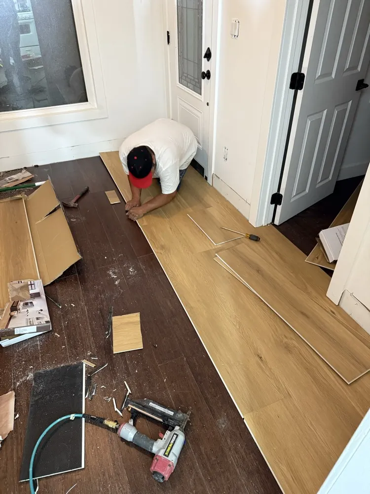 Flooring install in progress